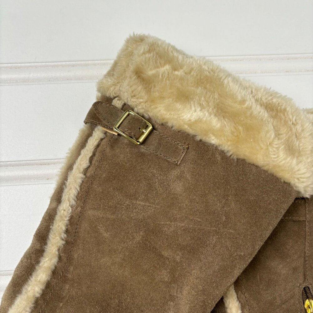 Guess Boots By Marciano Jefter Faux suede fur y2k wedge 10M side zip gold hardwe - Picture 5 of 11